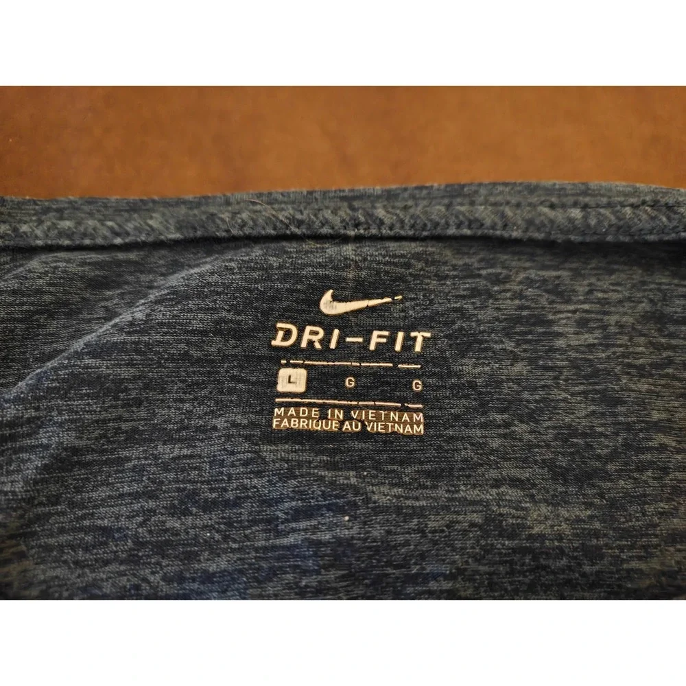 Nike Womens Dri-FIT Heathered Navy Blue Short Sleeve Training Tee 92082-429 L